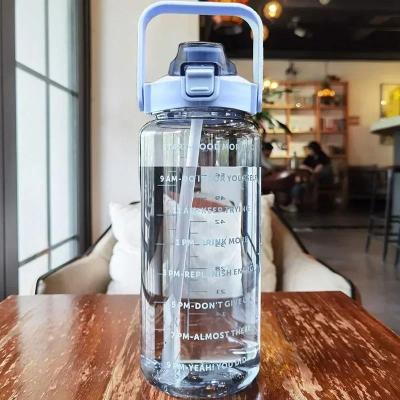 Uplifted Finds 2L Portable Sports Water Bottle With Time Marker And Straw blue