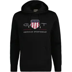 GANT Herren Hoodie - REGULAR ARCHIVE SHIELD HOODIE, Kapuzen-Sweatshirt, Logo Schwarz / XL