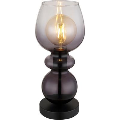 GLOBO LIGHTING Tischleuchte "CLARITY", schwarz matt, Ø 15cm H: 34,4cm, 1 Stk., Leuchten, Tischlampe Glas rauchfarben klar verlaufend antik, Tischleuchte