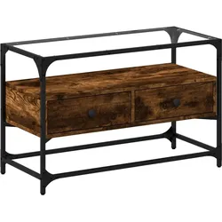Helloshop26 - Multimedia-TV-Ständer Fernsehregal TV-Sideboard Esszimmer Wohnzimmer Schlafzimmer mit Glasplatte geräucherte Eiche 02_0026418