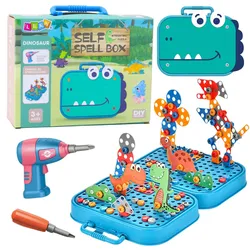 DIY-Schraubendreher-Set, Koffer, Puzzle, Dinosaurier, Blöcke, Schraubendreher, 228-tlg.