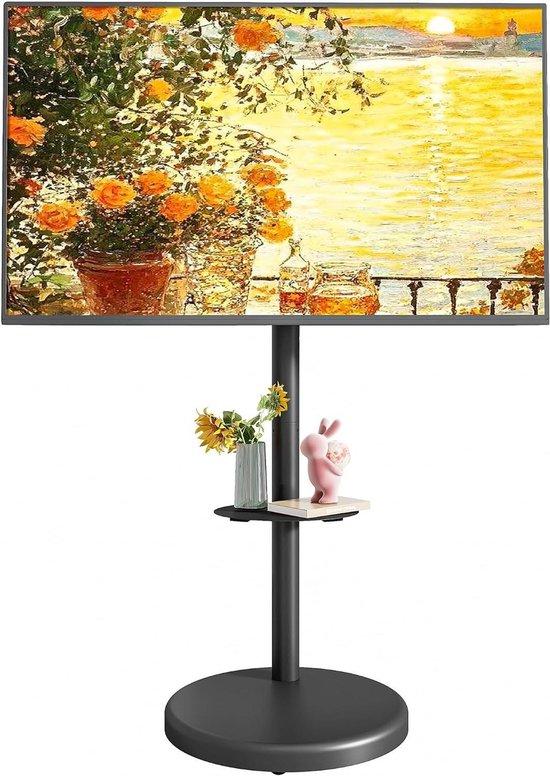 Mobiler TV-Ständer - Rollbarer TV-Trolley - Flexible TV-Positionierung - Höhenverstellbar - für Bildschirme von 37 bis 86 Zoll - Schwarz