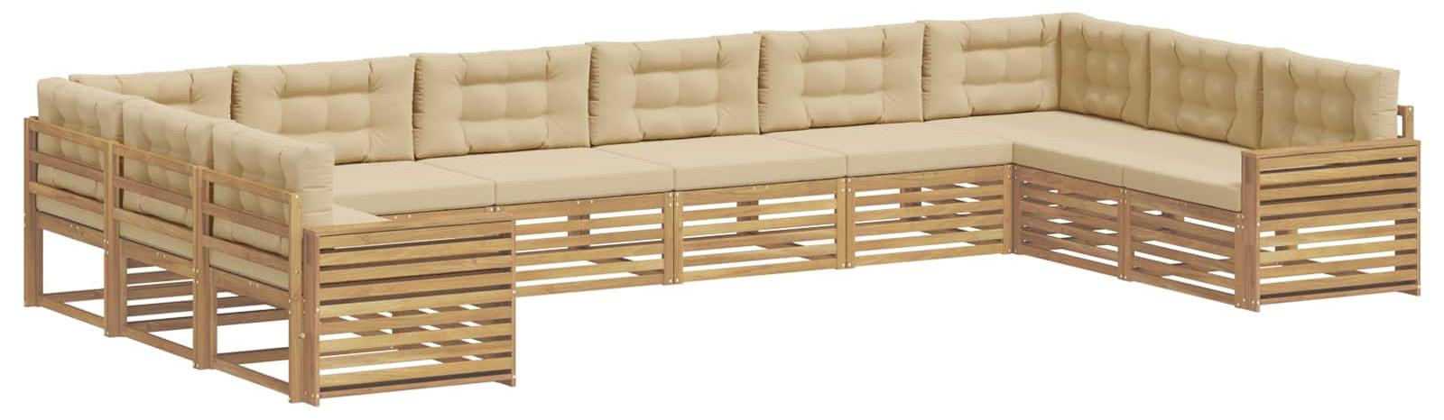 Outdoor Sofagarnitur 10-teilig für 10 Personen aus Akazienholz, modular mit Latten-Design