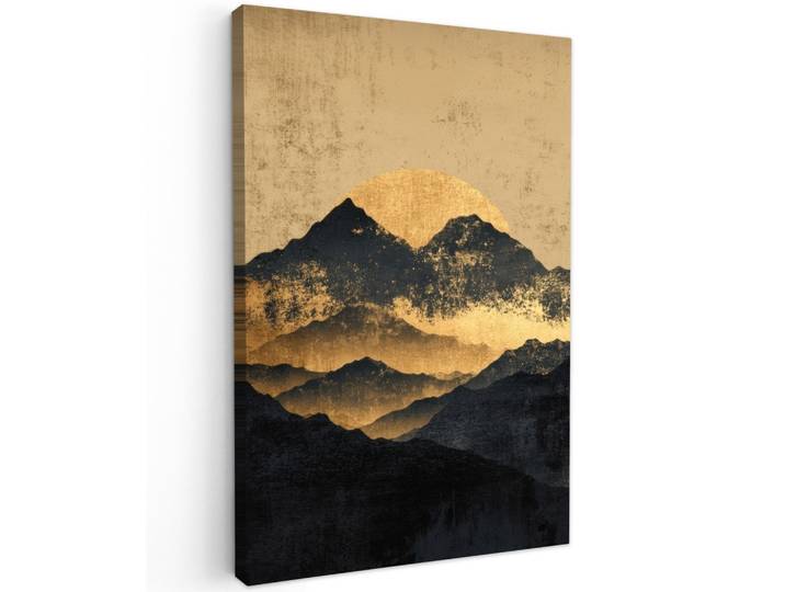 LEINWANDBILD Goldene Berge bei Mondschein Deko XXL 80x120 cm