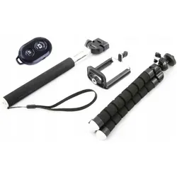 Xrec Zestaw Selfie 4w1 / Statyw Elastyczny / Pilot / Monopod / Uchwyt Na Telefon / Smartfon, Selfie Stick, Schwarz