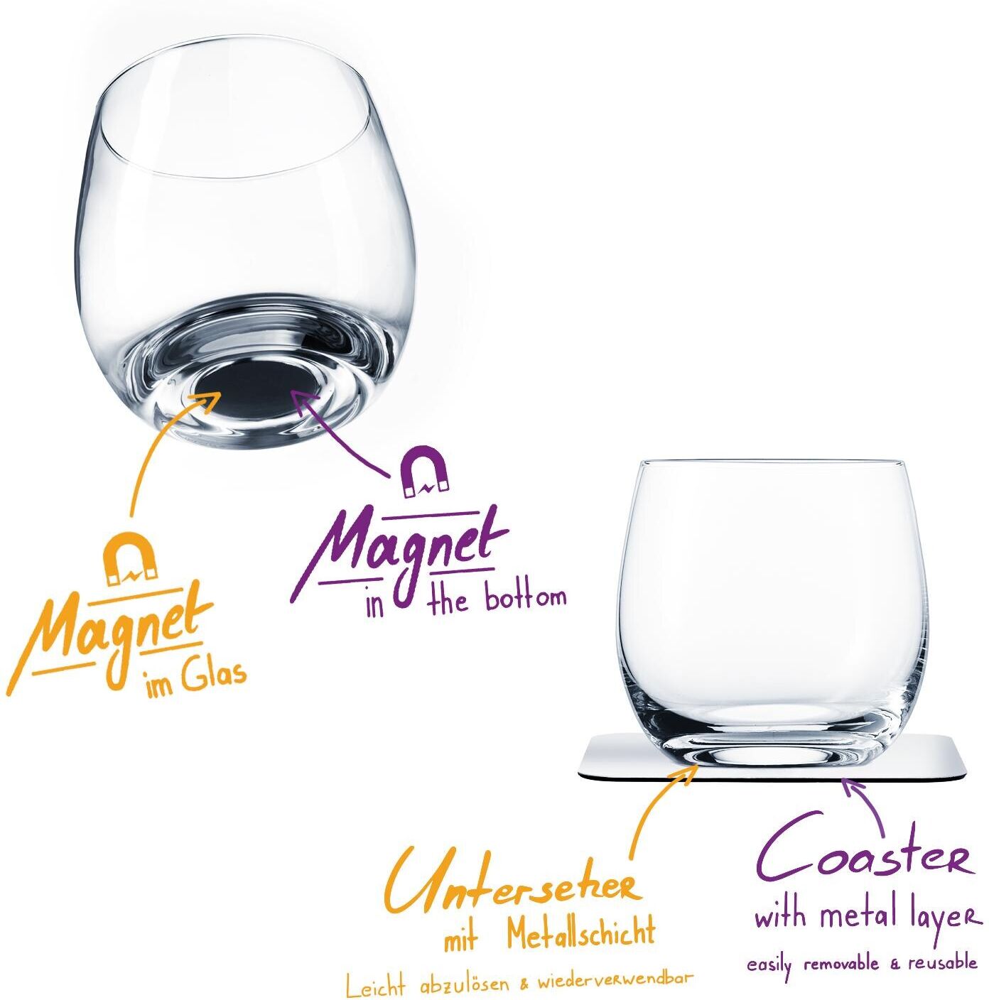 Whiskyglas "Silwy", transparent, SILWY MAGNETIC SYSTEM, Trinkgefässe, Glas, Whiskyglas transparent Einheitsgröße