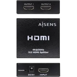 Aisens hdmi duplicador 4k@30hz 1x2 con alimentaciÓn, negro, Switch Box