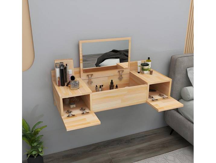 Xlmoebel Schminktisch Beiger Schminktisch mit Spiegel und eleganter Konsole (Schminktisch, Schminktisch), Hergestellt in Europa