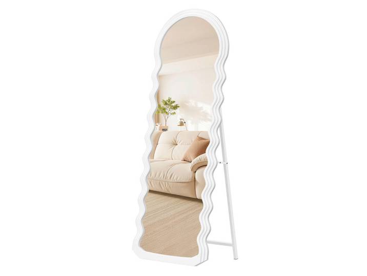 Boxxx Standspiegel, Weiß, Metall, Glas, wellenförmig, 50x160x35.4 cm, Facettenschliff, Ganzkörperspiegel, Spiegel, Ganzkörperspiegel