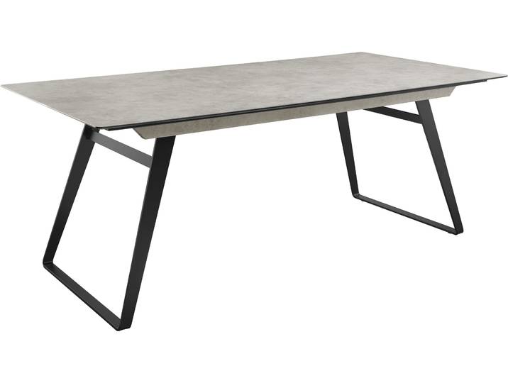 Esstisch MUSTERRING, schwarz (schwarz, zement, design), B:200cm H:76cm T:100cm, Tische, Esstisch, HPL-Platte in Zement-Design, Bügelgestell schwarz, drei Größen