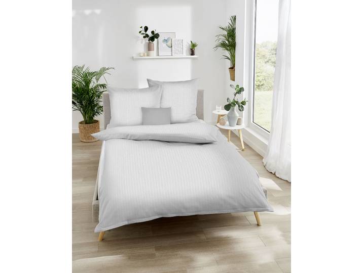 Bettwäsche KAEPPEL Mood , silber, B/L: 135cm x 200cm, Edel-Köper-Flanell, B/L: 80cm x 80cm, 2 Stk., Edel-Köper-Flanell, Obermaterial: 100% Baumwolle, Bettwäsche, Bettwäsche