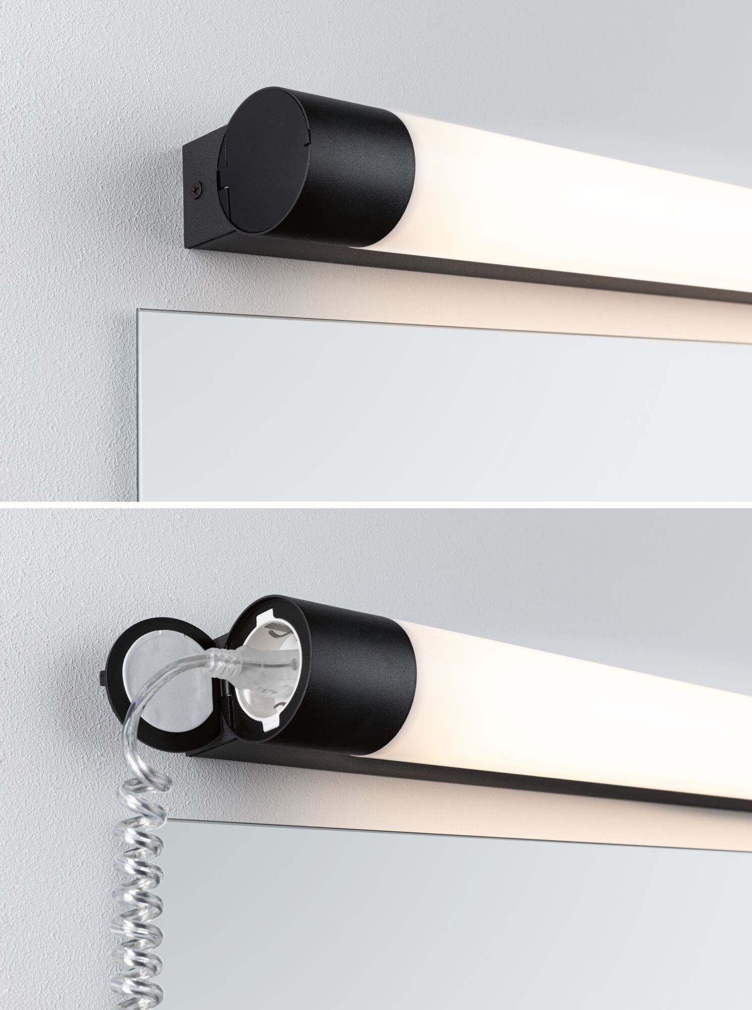 PAULMANN LED Spiegelleuchte "Selection Bathroom Spiegelleuchte Orgon IP44 3000K 230V 7,5W", schwarz (schwarz, weiß), 1, H: 6cm, 1 Stk., Leuchten, Badezimmerleuchte, LED Spiegelleuchte, Topseller