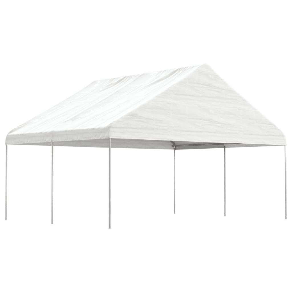 The Living Store Pavillon mit Dach Weiß 4,46x5,88x3,75 m Polyethylen