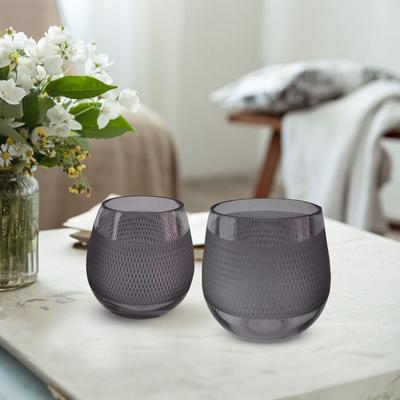 Aria Home Fleurine Colored Glass Collection, Set of 2, Frosted Design