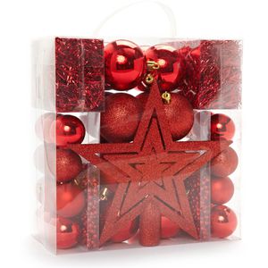 Heitmann-Deco Weihnachtskugeln 1008817, rot, Kunststoff, Set mit 45 Teilen