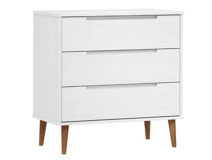 Commode - SALALIS - MOLDE - Bois de pin massif - 3 tiroirs - Finition vernis UV