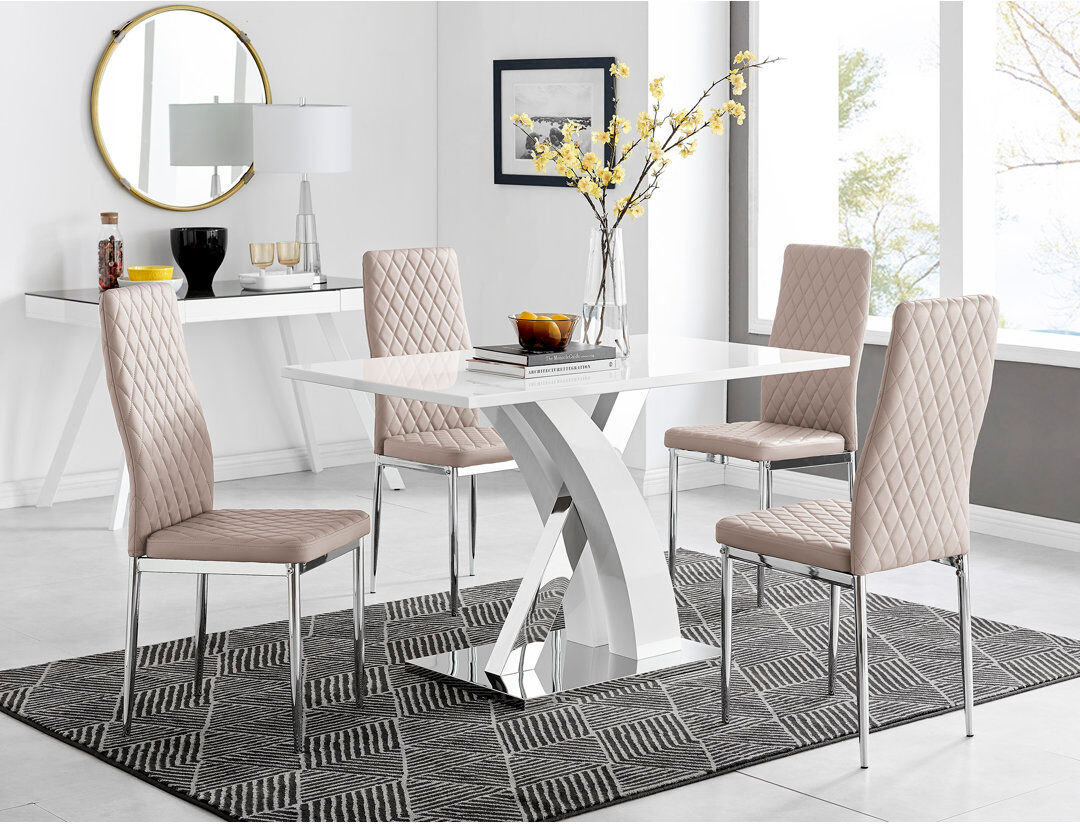 Canora Grey 4 -Person Dining Set Cappuccino/Silver 4