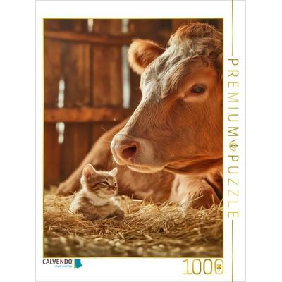 CALVENDO Puzzle Große Beschützerin, kleines Kätzchen | 1000 Teile Lege-Größe 64x48cm Foto-Puzzle für glückliche Stunden, Game von , Calvendo Puzzle
