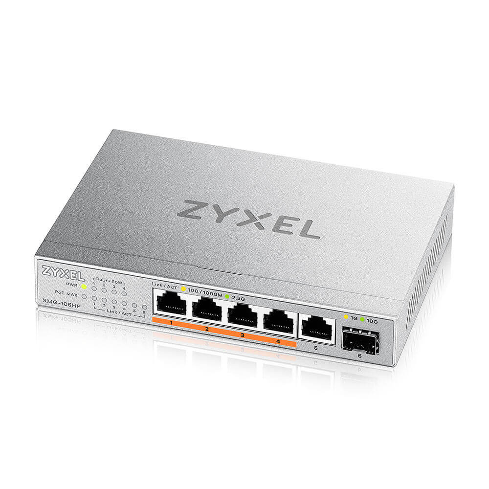 ZyXEL XMG-105 5 Port 10/2,5G MultiGig PoE++ Switch unmanaged XMG-105HP-EU0101F