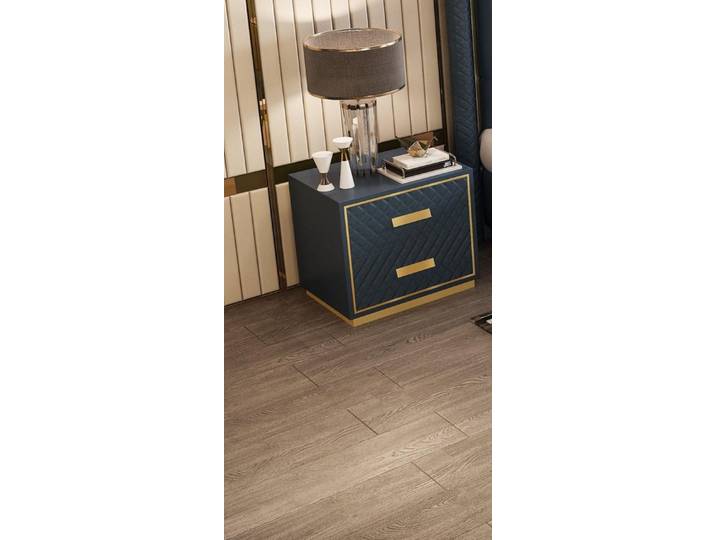 JVmoebel Nachttisch Elegante Design Konsole in Blau mit goldenen Füßen und Schubladen (1-St., 1x Nachttisch), Made in Europa