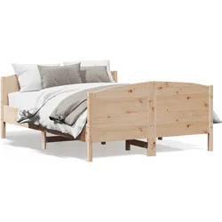 vidaXL Massivholzbett ohne Matratze 135x190 cm Kiefernholz