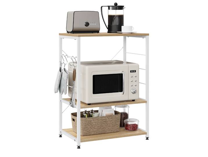 Étagère de cuisine sur pied pour micro-ondes avec 3 niveaux, organiseur de rangement pour accessoires de cuisine, pour le salon