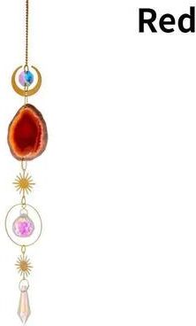 Inspired Living Celestial Crystal Suncatcher Sun And Moon Window Prism Rainbow Maker red