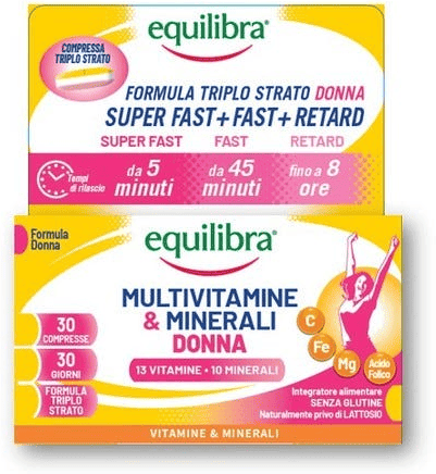 Equilibra Multivitaminico Donna Integratore il Benessere Fisico e Mentale 30 Compresse