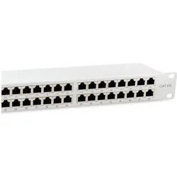 equip Patchpanel 48x RJ45 Cat6A 19" FTP 1HE Premium hellgrau, Server Zubehör, Grau