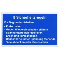 Dehn 700057 WuH-Schild 5 Sicherheitsregeln Werkstoff: Kunststoff Ersatz für Art.Nr. 700040 WHS 5 SR WHS5SR