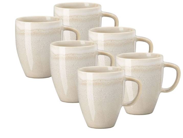 Rosenthal Geschirr-Set Junto Dune Becher mit Henkel 0,38 l Set6, Steinzeug