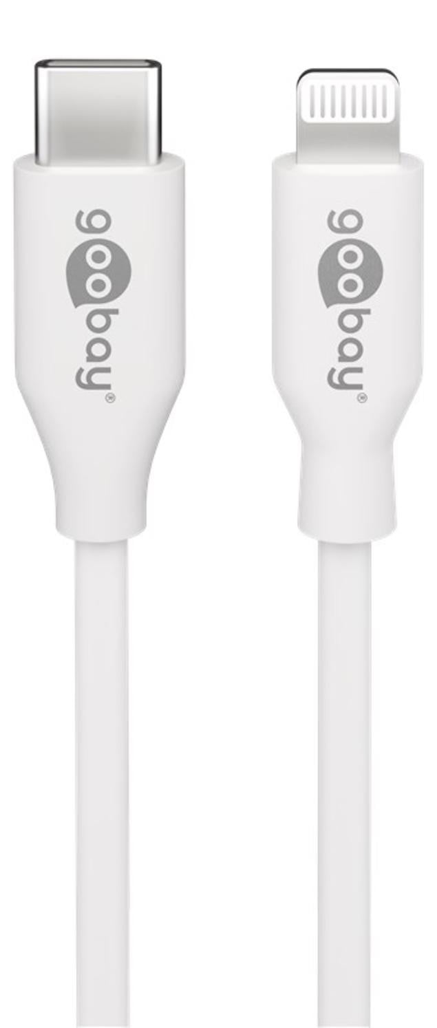 Goobay Lightning naar USB-C oplaad- en synchronisatiekabel, MFi-gecertificeerd voor Apple iPhone/iPad, wit, 2 meter