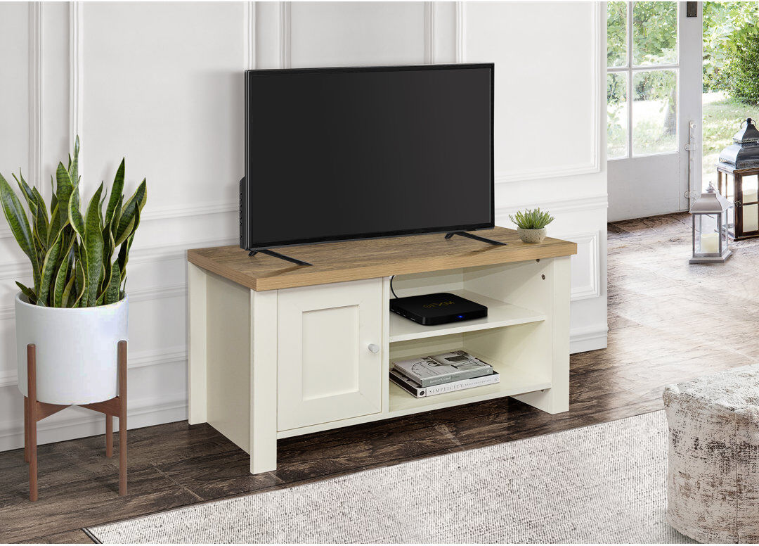 August Grove Napanoch TV Stand for TVs up to 42" Cream/Oak 42"