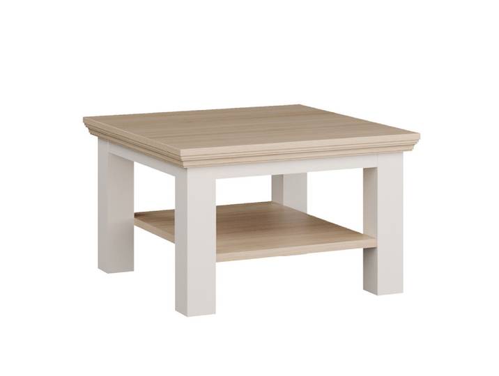 Table basse carrée Pontypol blanc mat/chene - Basika