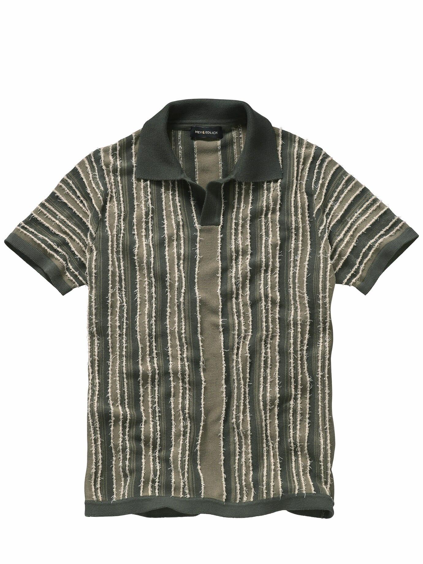 Mey & Edlich Herren Effekt-Polo Grün 91 % Baumwolle, 8 % Polyamid, 1 % Elasthan
