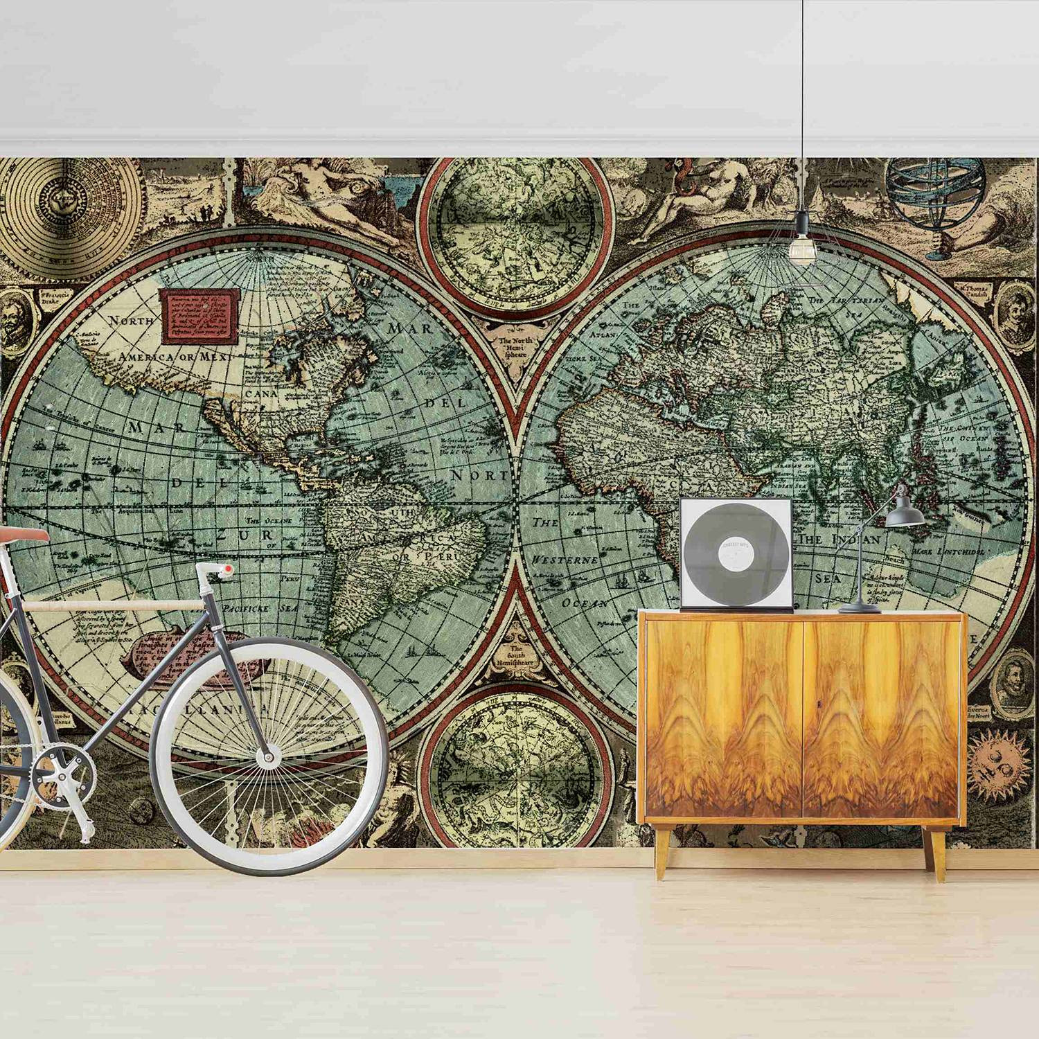 home24 Vliesbehang De Oude Wereld, Beige, B: 384 cm, H: 255 cm