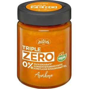 Zentis Fruchtaufstrich Triple Zero, Aprikose, vegan, 75% Frucht, ohne Zuckerzusatz, im Glas, 185 g