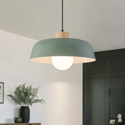 Zicbol 15 in. 1-Light Wood Pendant Light for Kitchen Island - 14.57