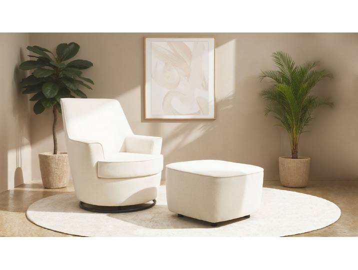 Home affaire Drehsessel HETTY, Drehsessel mit Wippfunktion und Hocker, Lesesessel, Armsessel (Set, 2-St), mit Dreh/Wippfunktion, mit Federkern, in Cord und Microfaser