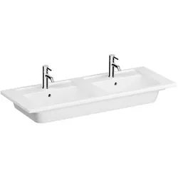 VitrA Integra Doppelmöbelwaschtisch 7038B003-0001 120x46,5cm, 2 Becken, mit Überlauf/Hahnlöcher mittig, weiß