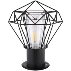 Sockelleuchte Außen Standleuchte Garten schwarz Außenstandleuchte Edelstahl, Industrial Design Gitterschirm, 1x E27, H 31,5 cm