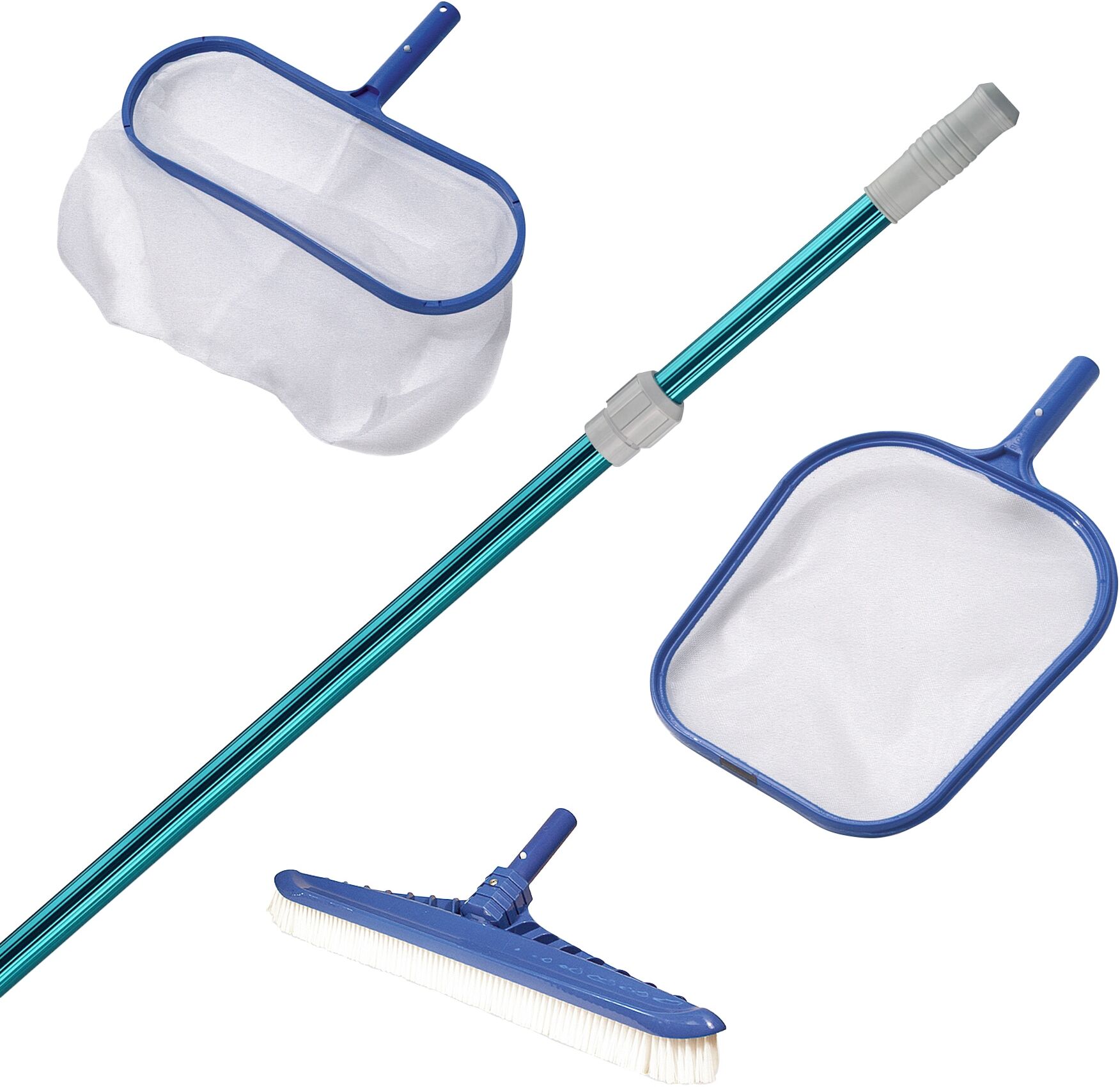 Reinigungs-Set MY POOL BWT, blau (blau, weiß), Kunststoff, Reinigungs-Sets, 4 teiliges Poolreinigungsset