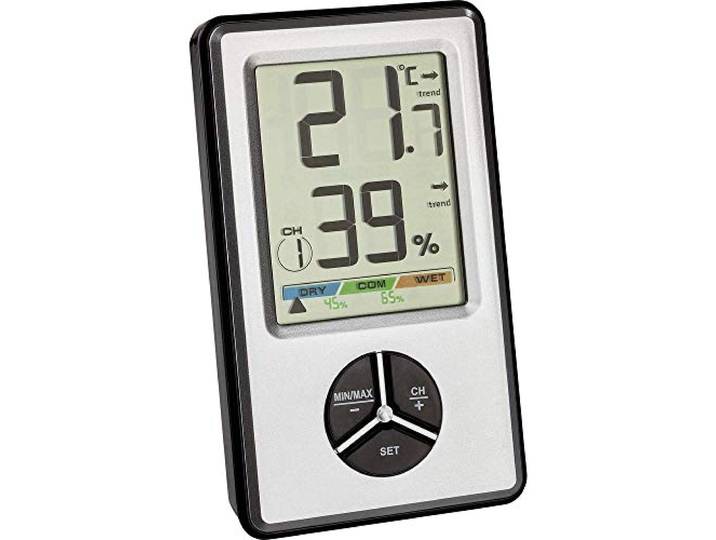 TFA Dostmann Digitale thermo-hygrometer, 30.5045.54, voor kamerklimaatcontrole, als zender bruikbaar, Max Min functie