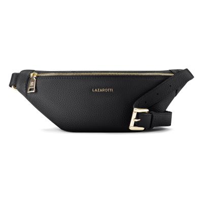 Gürteltasche LAZAROTTI "Bologna Leather Gürteltasche Leder 31 cm", Damen, Gr. B/H/T: 5cm x 13cm, schwarz, Leder, Taschen Gürteltasche