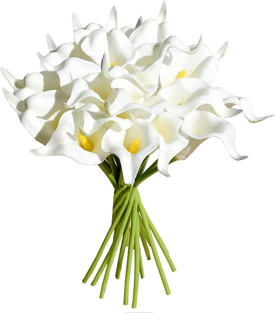 20 stuks Kunstmatige Calla Lelie Latex Kunstbloemen Wit voor Bruiloft en Huisdecoratie