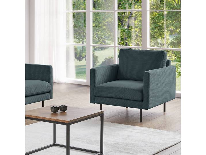 Sessel Blau Cordstoff Licia 80 x 82 x 94cm