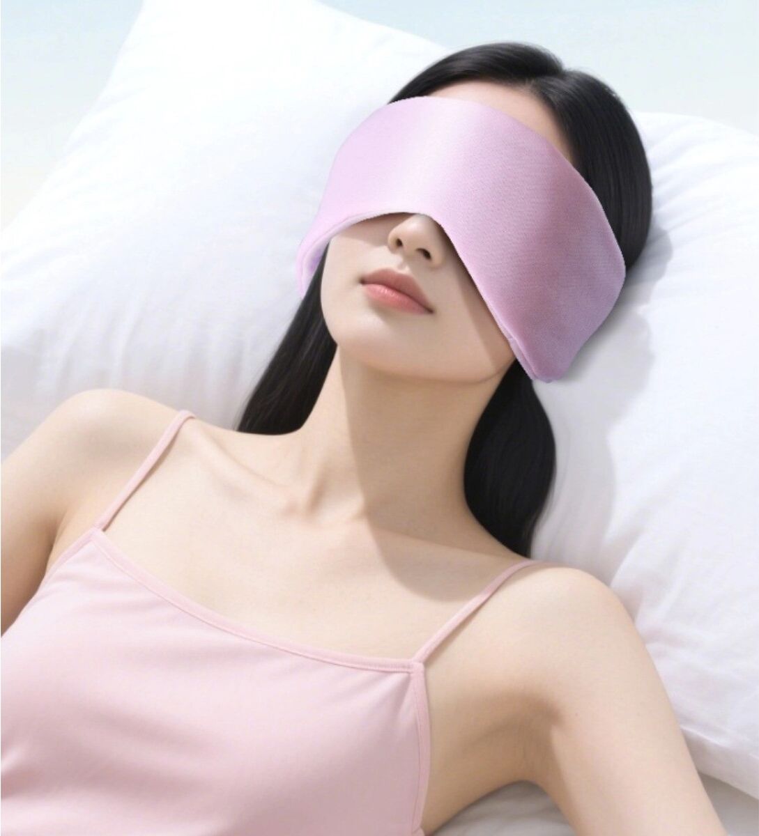 INF Masque de sommeil réversible chauffant et refroidissant lesté – Bandeau à couverture totale, polyester respirant et Rose