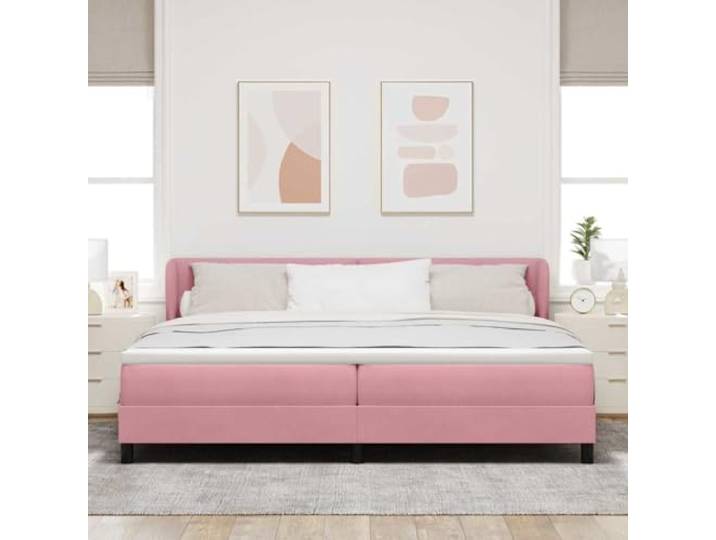 KTHLBRH Doppelbett Samt Rosa 200 x 200 cm mit Kopfteil Federn im Lieferumfang enthalten, verstellbares Kopfteil, modernes Design, Basis des Behälters