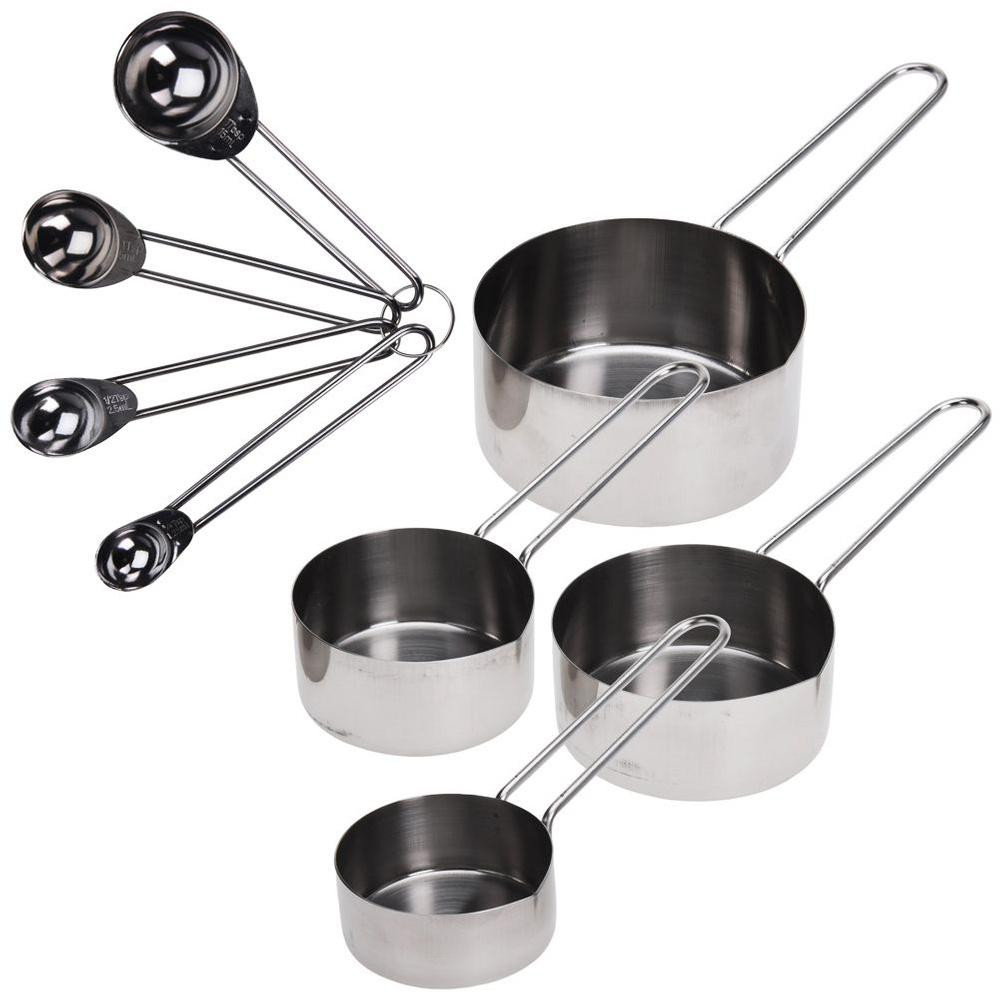 Excellent Houseware Set van 8 Roestvrijstalen Maatbekers en Maatlepels