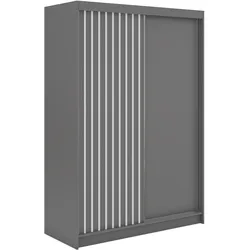 SCHWEBETÜRENSCHRANK mit Lamellen LUMOS - 150 - Grau und Weiß
